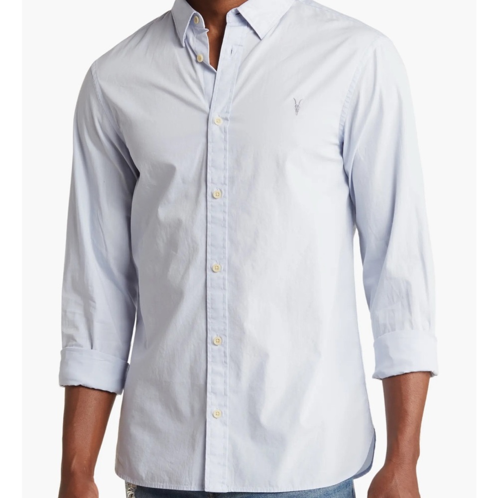 2 ALLSAINTS Riviera Long Sleeve Button Front Shirt Classic Neutrals